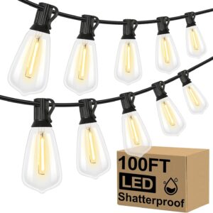 Brightever LED Outdoor String Lights 100FT Patio Lights with 52